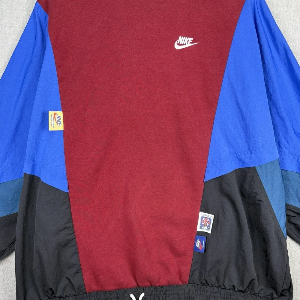 Nike Hoodie Women's Size XL Red Blue Icon Clash Pullover Sweatshirt Windbreaker